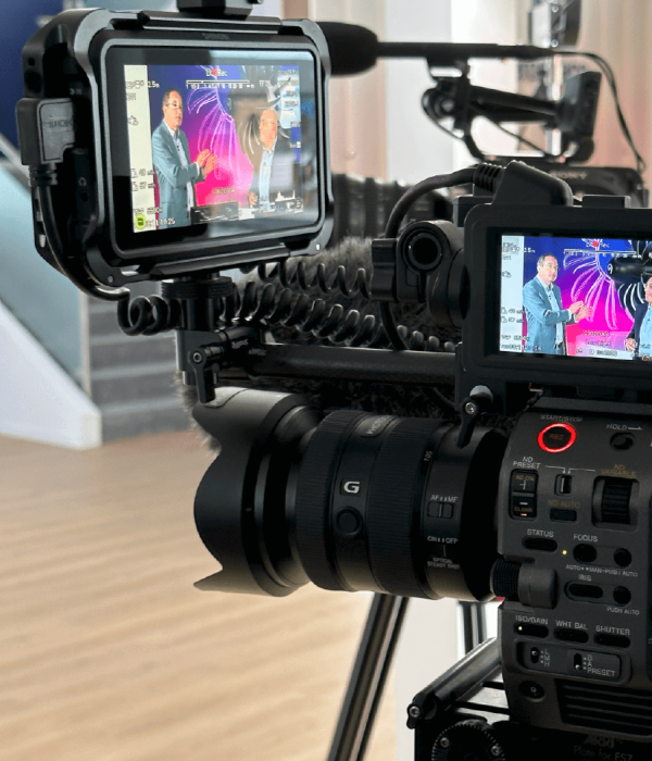 Video production camera operator and LCD preview screen