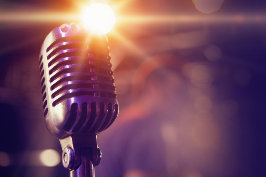 Close up microphone with blurred background