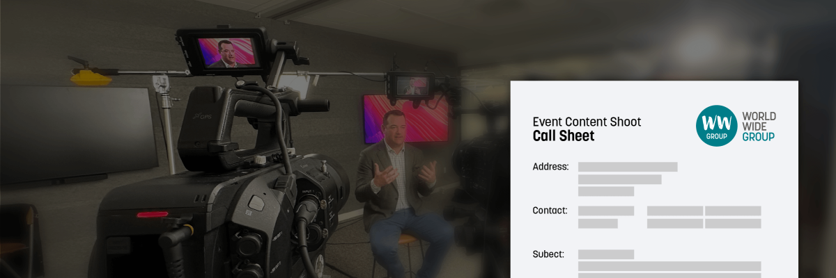 Interview set up with an example call sheet graphic