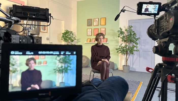 Video interview set up in preparation for an event. Event content video set up.